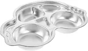 GANAZONO Kids Plate Stainless Steel 4 Compartment Plate Divided Sections Safe Easy for Kids Cartoon Design Perfect for Mealtime Lunch