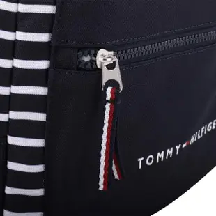 【Tommy Hilfiger】繡線字母條紋帆布手提後背包(藍x白)