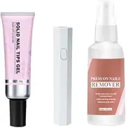 Magic Solid Nail Glue Kit 3-in-1 Nail Art Kits,Solid Nail Glue Gel, Strong Adhesive Soild Nail Glue,Solid Nail Glue Gel for Nail Tip Press on Nails, Solid Nail Tips Gel for Nail Art