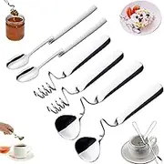 Honey Spoon Stainless Steel and Jam Spoon, 6-Piece Mixing Spoon Set, High-Quality Honey/Jam Spoon Set, Dessert Spoon, Hanging Jam Spoon, Honey Spoon with Spiral, Suitable for Jam, Yoghurt