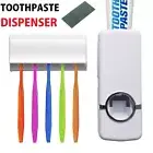 Automatic Toothpaste Dispenser Toothbrush Holder Set Wall Mount Stand Bathroom