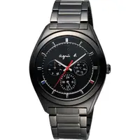 在飛比找momo購物網優惠-【agnes b.】Solar 驚豔巴黎太陽能日曆手錶-黑(