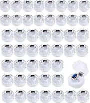 [LRHEAIN] 28Pcs Clear Crystal Ring Gift Boxes,Clear Jewelry Display Box, Crystal Earrings Jewelry Boxes Display Organizer Case with Foam Insert for Wedding Proposal Valentine's Day