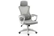 FORTIA Ergonomic Mesh Office Chair Computer Seat with Headrest Adjustable Recline, White/Grey