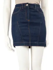 Blue Denim Logo Zipper Mini Skirt