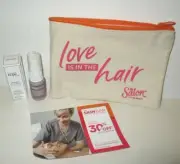 ULTA SALON LOVE IS IN THE HAIR ZIPPER COSMETIC CASE WITH HAIR CARE PRODUCTS