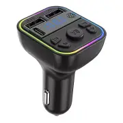 Car Bluetooth USB & Type-C FM Transmitter Adapter Radio MP3 Player RGB Light