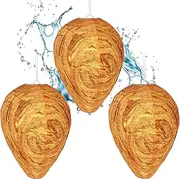 Wasp Nest Decoy, 3 Pack Hanging Fake Wasp Nest for Wasps Hornets, Yellow Wasp Decoy Hornet Nest for Home, Garden, Yard, Outdoors