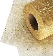 Gold Glitter Tulle Fabric Rolls 6 Inch 50 Yards (150FT) Sequin Sparkling Ribbon Spool Netting for Wedding, Tutu Skirt, Gift Wrapping, Party Decoration (Antique Gold)