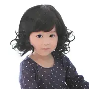 Fashion Black Curly Wigs for Kids Child Bangs Heat Friendly Cosplay Wig