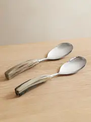 [Brunello Cucinelli] Brunello Cucinelli - Set Of Two Stainless Steel And Horn Serving Spoons - Cream - One size One size Cream