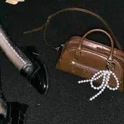 Faux Pearl Bow Bag Charm 1 Pc - White - One Size