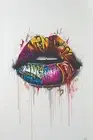SEXY LIPS GRAFFITI ART CANVAS PRINT 16"X20" READY TO HANG T3