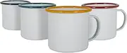Argon Tableware Espresso Cups - 130ml - Pack of 4 - Multicoloured Small Metal Insulated Coffee Mugs Lightweight Camping Cups for Drinking Tea, Hot Chocolate, Coffee