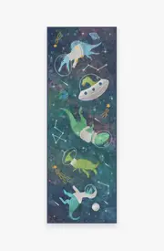 75' x 215' | Machine Washable Runner Rug | Kid & Pet Friendly | Indoor Rug | Dinosaurs in Space Rug | Ruggable