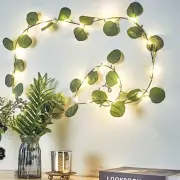 GREEN 7 ft LED Eucalyptus Leaves GARLAND Battery Operated Fairy Lights Wedding