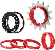 Flywheel Tools Aluminum Alloy+Stainless Steel Single Speed Conversion Kit Black Red Gold Silver 12T 13T 14T Single Cassette Cog Flywheel Puller(14T Red)