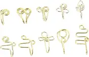 [VALICLUD] False Nose Ring Nose Clip Studs Faux Jewelry Corkscrew Rings Nose Accessories Clip on Nose Ring Nose Piercing Jewelries Non Piercing Jewelries Golden Stainless Steel