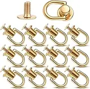 12Pcs D Ring Stud Screw Ball Post Head Buttons Stud Screw Gold Ball Studs Rivets with D Ring Metal Ring for Wallet Strap Shoe Accessories Leather Crossbody Purse Craft, Bag Hardware