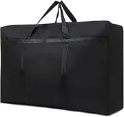 100L Large Storage Bags with Zips, Moving Bags Packing Bags Clothes Storage Bag Under Bed Storage, Waterproof Storage Bags for Moving House, Duvet, Blankets, Pillows, 80x48x25cm (Black)