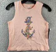 ROXY Anchored Sleeveless Tank Top Girls 12 Tropical Peach Crew Neck Pullover