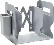 Adjustable Bookends Organizer, File Holder Pen Slot, Heavy Duty Rack, 21.5×19cm Expandable Metal Frame Multi-Use Design, for Desk, Home, Studio, School Storage Use