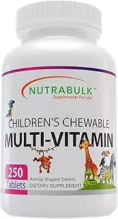 Children's Chewable Multi-Vitamin Tablets for Kids to Support Immune, Bone, and Brain, Contains All Natural Vitamins, Minerals, B Complex. Cherry Flavor (250 Count)