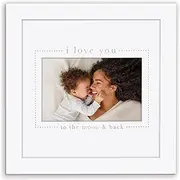 Americanflat Baby Picture Frame - Use as 4x6 Frame with 3 Interchangeable Mats or Display 8x8 Photos without Mat - Signature Collection - New Baby Picture Frames for Mom - White