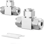 GORAGUCHI 2PCS 304 Stainless Steel Compression Tube Pipe Fitting Connector, 1/2" x 1/2" x 1/2" Tube OD Tee Bushing Adapter for fuel/air/liquid/oil/gas/vacuum pipelines