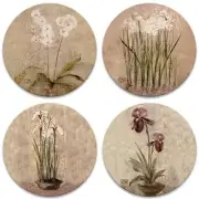 Subtle Flowers Absorbent Coasters, 4-1/4-Inch, Set of 4