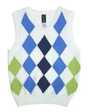 Sweater Boys Vest And Shirt Blue Argyle Knit V Neck Pullover Kids Size 4-7 New