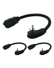 Lightkiwi 14AWG Flat Plug Power Extension Cord 1ft, 3-Pack