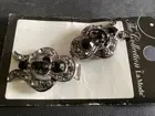 Vintage Silver Black Rhinestone Metal Hook & Eye Clasp Sweater Cloak Jacket Bag