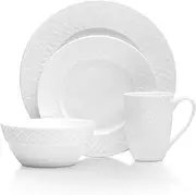 [Mikasa] Trellis 16 Piece Dinnerware Set, Service for 4, White