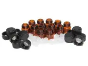 ericotry 24pcs (1/4 dram) 1ml Amber Glass Vial Refillable Empty Glass Essential Oil Bottle with Orifice Reducer & Black Plastic Cap for Travel Essential Oi