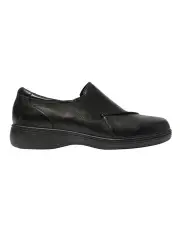 [Wide Steps] Lennon Flat Shoes in Black Leather
