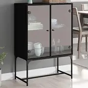 Buffet Sideboard, Storage Cabinet with Glass Doors, Cupboard Side Cabinet Display Cabinet for Living Room Dining Room Office Hallway 69 x 37 x 100 cm