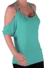 Womens Plus Size Shoulder Cut Out Scoop Neck 3/4 Batwing Sleeve Blouse Tunic Top
