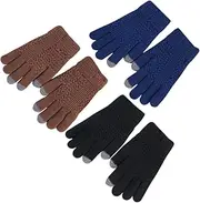 [WOFASHPURET] Mens Winter Gloves Warm Touch Screen Gloves Thermal Gloves for Men Winter Weather Gloves Black Knit