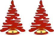 Alessi Set of Two Place Card Holders Made of Steel, Epoxy Resin Painted, Red with Porcelain Magnet and Resin