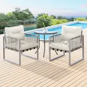 ALFORDSON Outdoor Patio Furniture 2x Lounge Chairs Side Table Garden Armchair