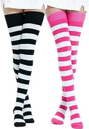 [Kayhoma] Extra Long Cotton Stripe Thigh High Socks Over the Knee High Socks