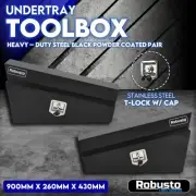 900mm Black Pair of Under Tray Undertray Tool Box Steel Underbody Toolbox Truck