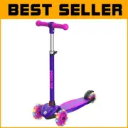 Stylish Purple Kids Kick Scooter - 3 Height Settings and Glow-in-the-Dark Wheels