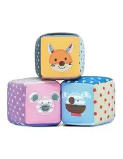 [Organic Farm Buddies] Cotton Soft Block Infant Play Toy Set 0m+ 7.5cm 3Piece in Multi