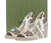 NEW GUCCI LUXURY GG GUCCISSIMA WEDGE PLATFORM SANDALS SHOES 39/US 9