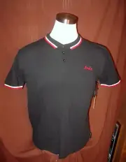 BRIXTON DUKE Mens Short-Sleeve Polo Shirt, Black, Cotton, Size L, New