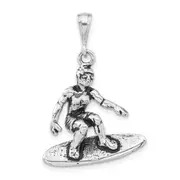 Sterling Silver Polished & Antiqued Surfing Charm