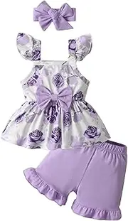[Tearfuty] Toddler Baby Girl Summer Clothing Sets Floral Print Sleeveless Tops + Shorts Sets 3PCS Baby Girls Outfit
