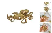 Gold Mini Octopus Figurine, Solid Metal Animal Ornament, Mini Octopus